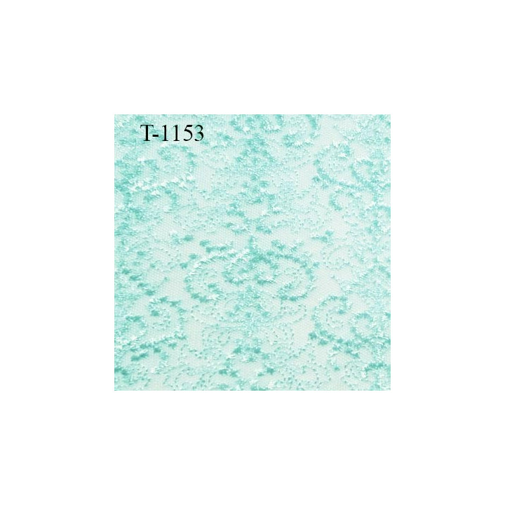 dentelle brodé sur tulle non extensible vert lagon haut gamme largeur 135 cm prix pour 10 cm de long et 135 cm de largeur