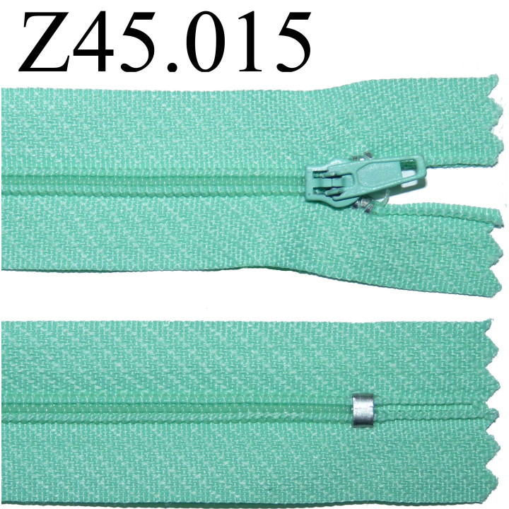 fermeture 45 cm vert non séparable zip nylon