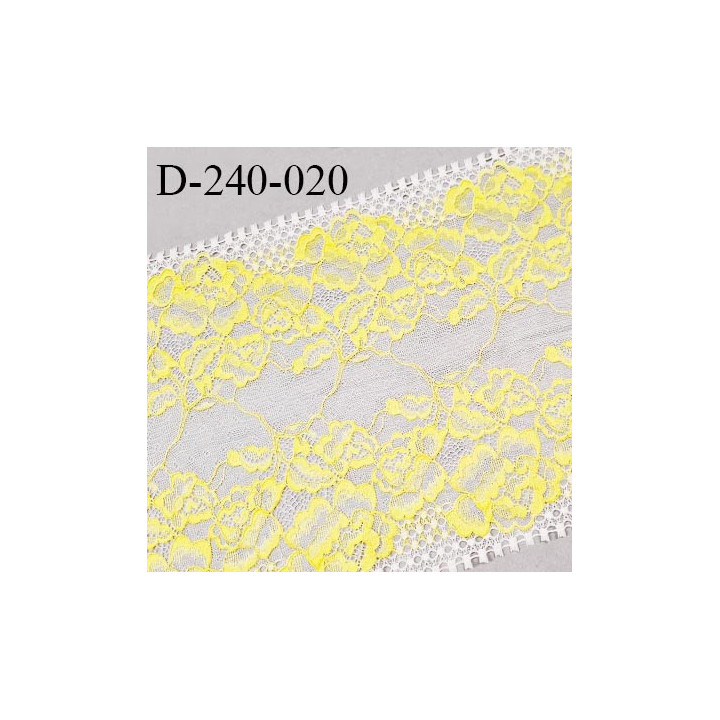 Dentelle broderie 24 cm très haut de gamme extensible largeur 24 cm couleur naturel et jaune très belle prix pour un mètre