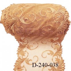 Dentelle broderie 24 cm très haut de gamme extensible largeur 24 cm couleur naturel et jaune très belle prix pour un mètre