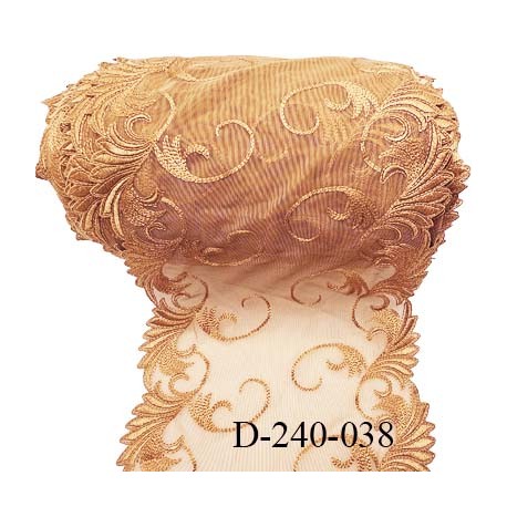 Dentelle broderie 24 cm très haut de gamme extensible largeur 24 cm couleur naturel et jaune très belle prix pour un mètre