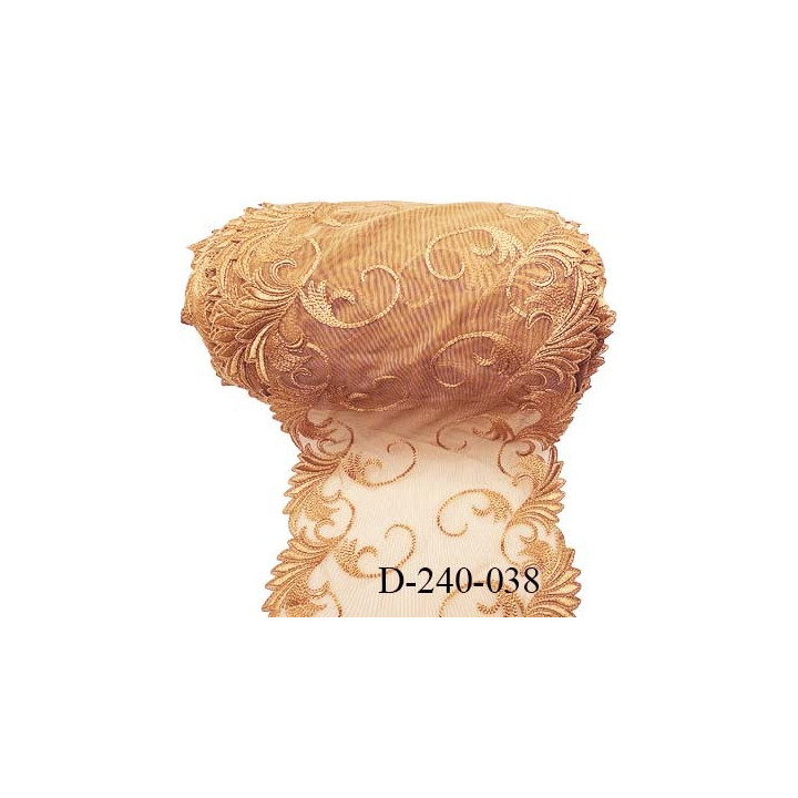 Dentelle broderie 24 cm très haut de gamme extensible largeur 24 cm couleur naturel et jaune très belle prix pour un mètre