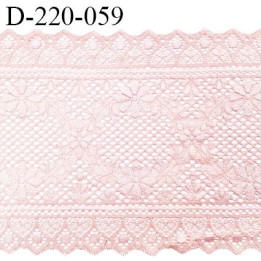 Dentelle 22 cm extensible couleur rose dragée  très haut de gamme largeur 22 centimètres très belle prix au mètre