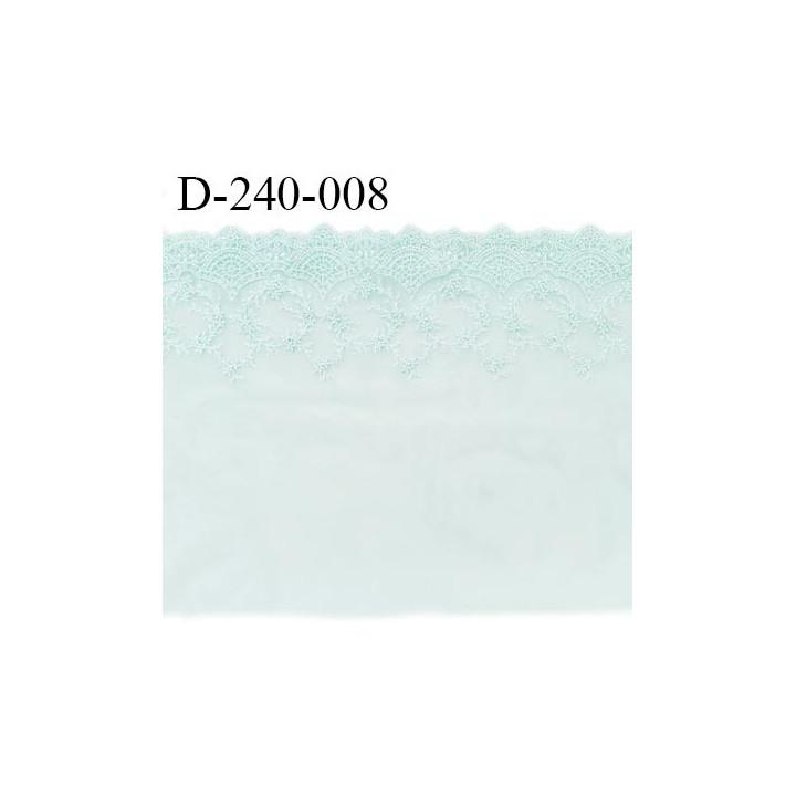 Dentelle broderie 24 cm très haut de gamme extensible couleur menthe douce très belle prix pour un mètre
