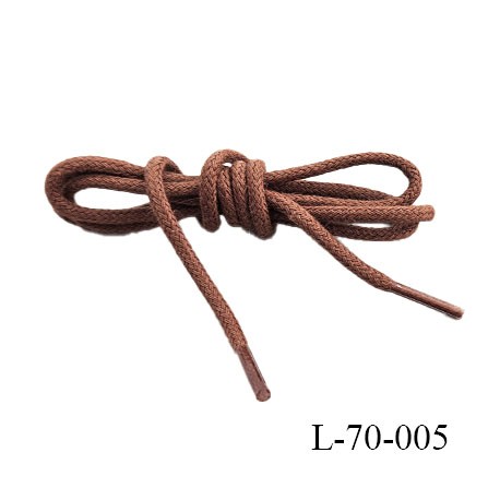 Lacet rond 70 cm couleur marron cuir diamètre 4 mm longueur 70 cm embout plastique transparent prix pour une paire