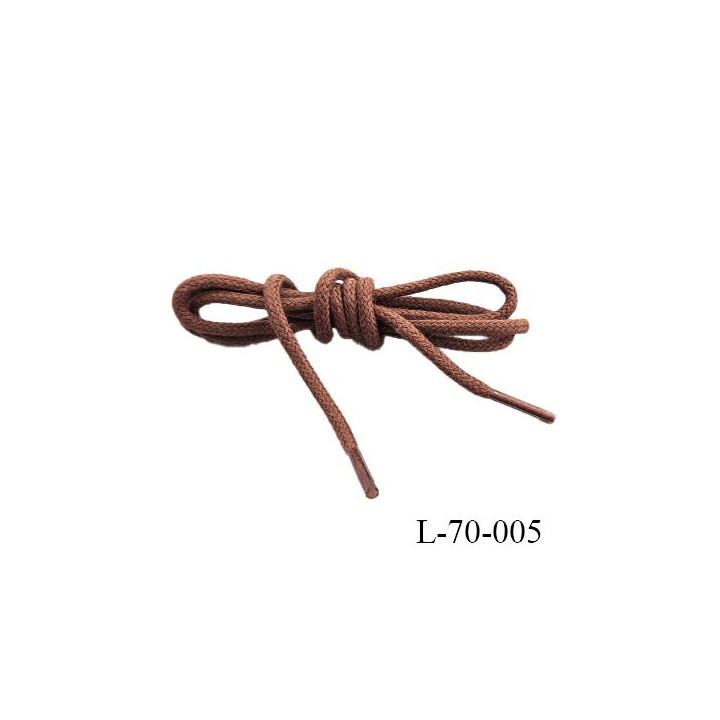 Lacet rond 70 cm couleur marron cuir diamètre 4 mm longueur 70 cm embout plastique transparent prix pour une paire