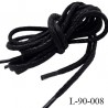 Lacet rond 90 cm couleur noir effet ciré en coton très beau longueur 90 cm largeur 4 mm prix pour une paire