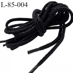 Lacet rond 85 cm couleur noir effet ciré en coton très beau longueur 85 cm largeur 4 mm prix pour une paire