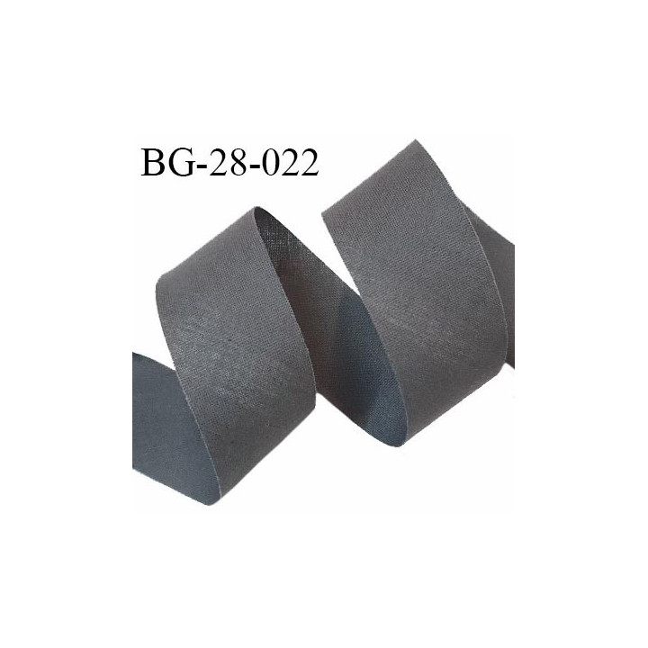 Biais à plat 28 mm à plier en polycoton couleur gris largeur 28 mm prix au mètre