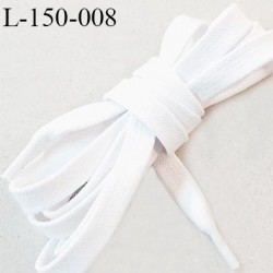 Lacet plat 150 cm couleur blanc largeur 8.5 mm longueur 150 cm embout gainé prix pour une paire