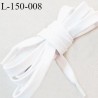Lacet plat 150 cm couleur blanc largeur 8.5 mm longueur 150 cm embout gainé prix pour une paire