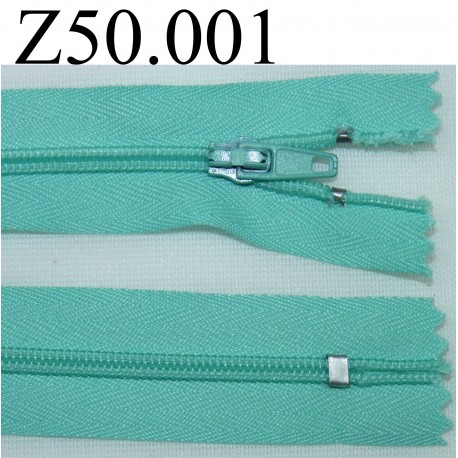 fermeture 50 cm vert non séparable zip nylon