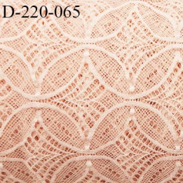 Dentelle 22 cm lycra brodée extensible très haut de gamme largeur 22 cm couleur saumon prix au mètre