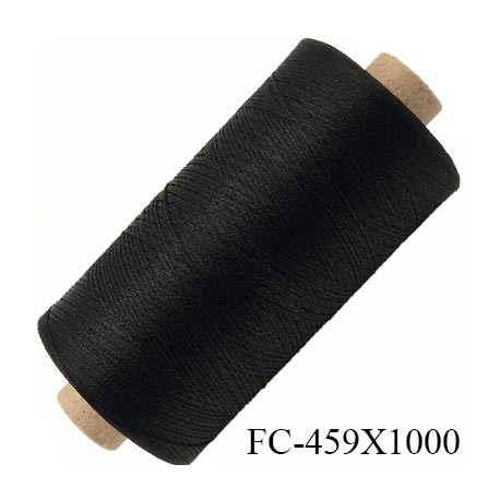 Bobine 1000 m de fil mousse polyester texturé fil n° 110 couleur noir bobine longueur de 1000 mètres bobiné en France