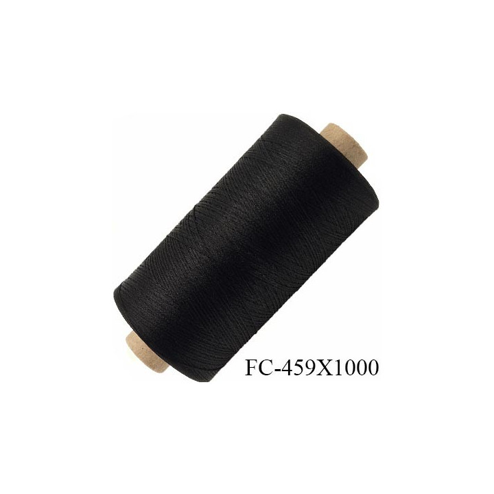 Bobine 1000 m de fil mousse polyester texturé fil n° 110 couleur noir bobine longueur de 1000  mètres bobiné en France
