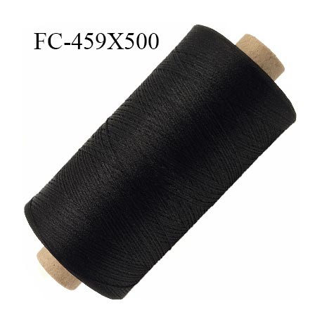 Bobine de fil mousse polyester texturé fil n° 110 couleur noir bobine longueur de 500 mètres bobiné en France