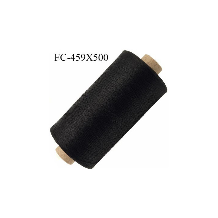 Bobine de fil mousse polyester texturé fil n° 110 couleur noir bobine longueur de 500  mètres bobiné en France