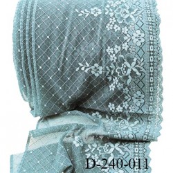 Dentelle 23 cm très haut de gamme extensible largeur 23 cm couleur bleu glacier très belle prix pour un mètre