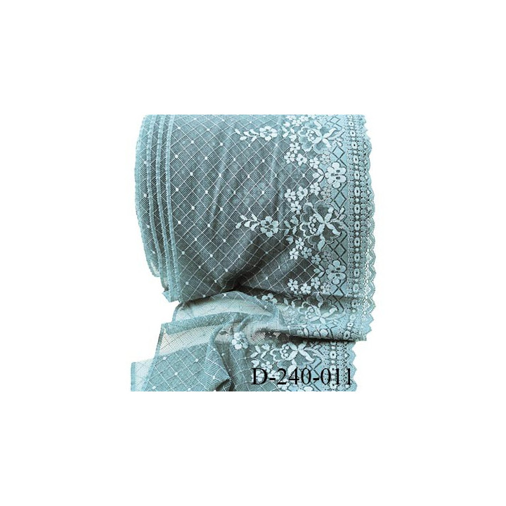 Dentelle 23 cm très haut de gamme extensible largeur 23 cm couleur bleu glacier très belle prix pour un mètre