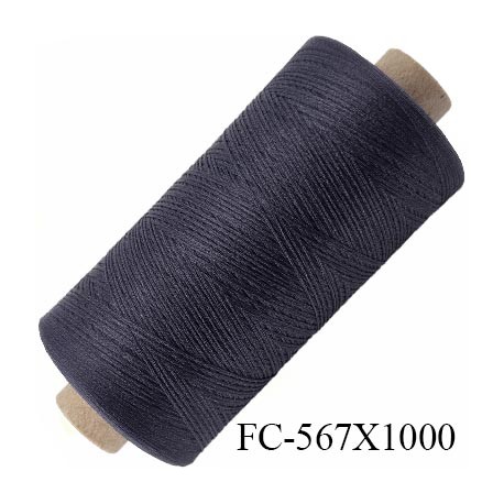 Bobine de 1000 mètres fil mousse polyester fil n° 110 couleur gris bleu anthracite bobine de 1000 mètres bobiné en France