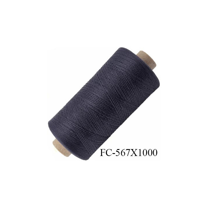 Bobine de 1000 mètres fil mousse polyester  fil n° 110 couleur gris bleu anthracite bobine de 1000 mètres bobiné en France