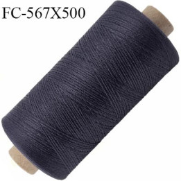 Bobine 500 m de fil mousse polyester  fil n° 110 couleur gris bleu anthracite bobine de 500 mètres bobiné en France
