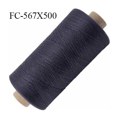 Bobine 500 m de fil mousse polyester fil n° 110 couleur gris bleu anthracite bobine de 500 mètres bobiné en France
