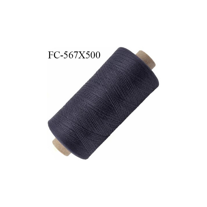Bobine 500 m de fil mousse polyester  fil n° 110 couleur gris bleu anthracite bobine de 500 mètres bobiné en France