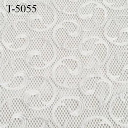 Dentelle brodé sur tulle non extensible blanc très haut gamme largeur 140 cm prix pour 10 cm de long et 140 cm de largeur