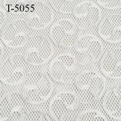 Dentelle brodé sur tulle non extensible blanc très haut gamme largeur 140 cm prix pour 10 cm de long et 140 cm de largeur