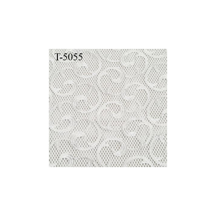 Dentelle brodé sur tulle non extensible blanc très haut gamme largeur 140 cm prix pour 10 cm de long et 140 cm de largeur