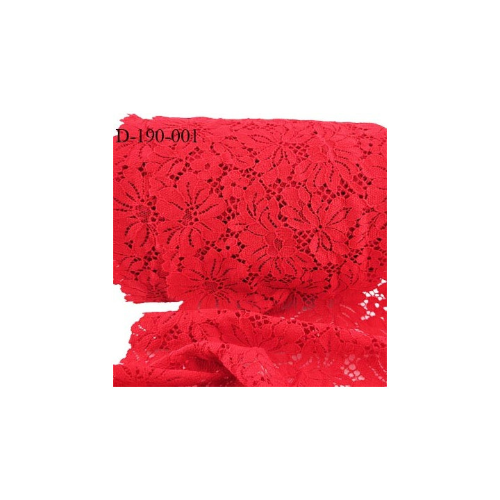 Dentelle 19 cm extensible dans la longueur style coton haut de gamme couleur rouge très belle largeur 15 cm prix pour un mètre