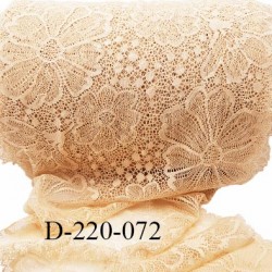 Dentelle 22 cm lycra brodée extensible très haut de gamme largeur 22 cm couleur saumon clair prix au mètre