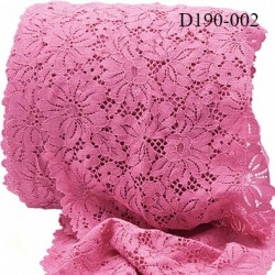 Dentelle 19 cm extensible dans la longueur style coton haut de gamme couleur rose très belle largeur 15 cm prix pour un mètre