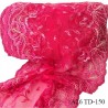 Dentelle broderie 23 cm haut de gamme sur tulle extensible largeur 23 cm couleur rose prix pour un mètre