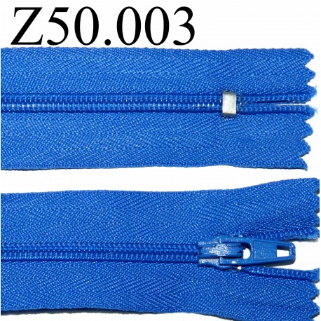 fermeture 50 cm bleu non séparable zip nylon