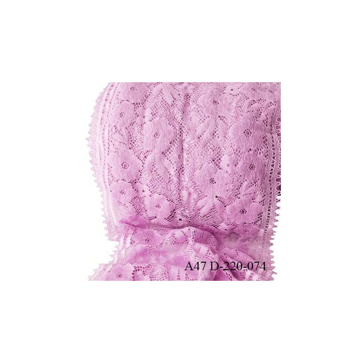 Dentelle 22 cm extensible largeur 22 cm couleur lilas prix au mètre