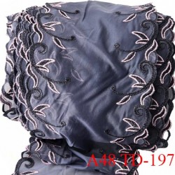 Dentelle brodée extensible 15 cm haut de gamme couleur violet brume et rose largeur 15 cm prix pour un mètre