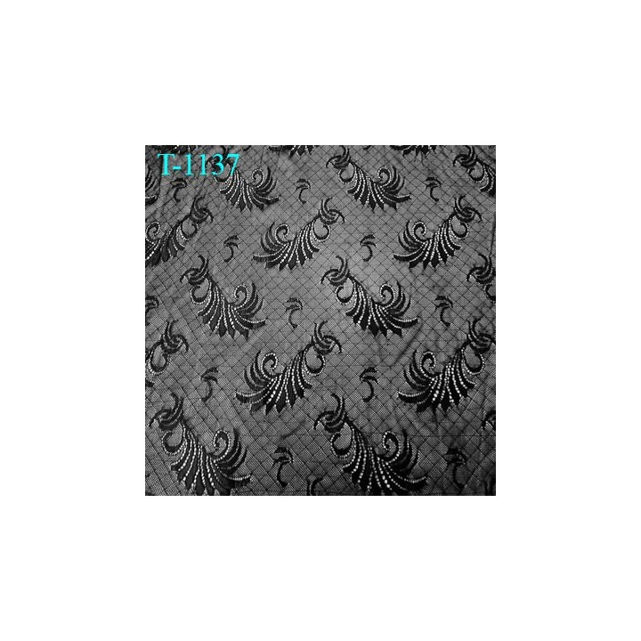 Dentelle brodé  sur tulle  couleur anthracite ardoise très haut de gamme largeur 135 cm  prix pour 10 centimètres