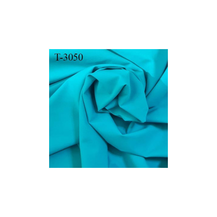 Tissu lycra élasthanne turquoise fin haut de gamme 160 gr au m2 largeur 138 cm prix pour 10 cm de longueur et 138 cm de large
