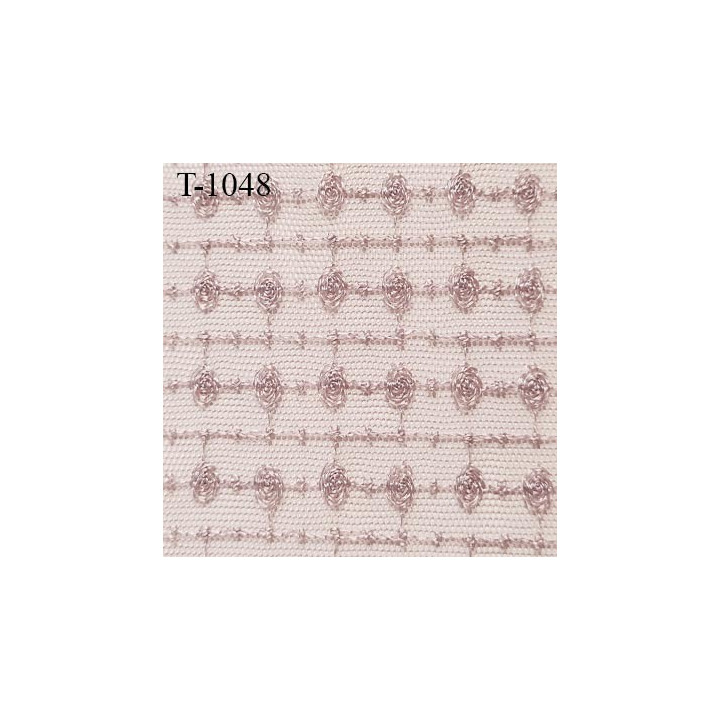 Dentelle tissu lingerie brodé sur tulle couleur brume rosé clair très haut de gamme largeur 130 cm prix pour 10 cm de longueur