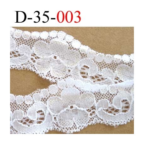 dentelle blanche largeur 35 mm lycra élastique couleur blanc très blanche lumineux vendue au mètre