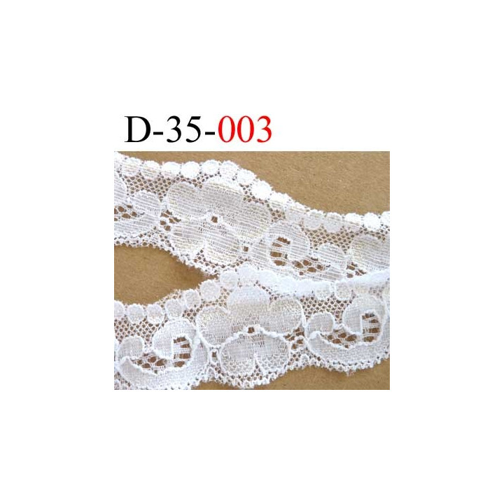 dentelle blanche largeur 35 mm lycra élastique couleur blanc très blanche lumineux vendue au mètre
