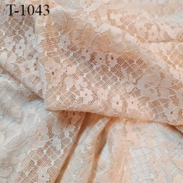 Tissu dentelle brodée lycra couleur chair sur tulle extensible  haut de gamme largeur 150 cm prix pour 10 cm de long
