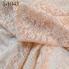 Tissu dentelle brodée lycra couleur chair sur tulle extensible haut de gamme largeur 150 cm prix pour 10 cm de long
