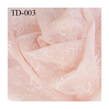 dentelle brodé couleur rose pétale très haut de gamme largeur 145 cm prix pour 10 centimètres