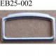 Boucle etrier rectangle en métal chromé argenté largeur extérieur 2.5 cm intérieur 2.1 cm idéal pour sangle 2 cm hauteur 13 mm