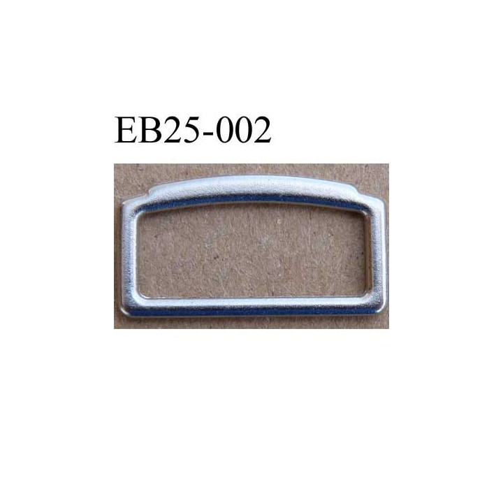 Boucle etrier rectangle en métal chromé argenté largeur extérieur 2.5 cm intérieur 2.1 cm idéal pour sangle 2 cm hauteur 13 mm