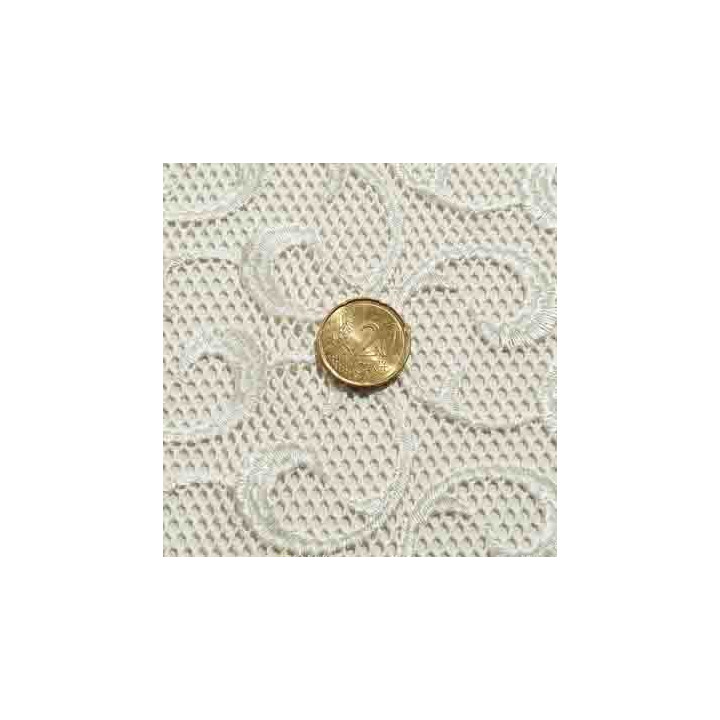 Dentelle brodé sur tulle non extensible ivoire très haut gamme largeur 140 cm prix pour 10 cm de long et 140 cm de largeur