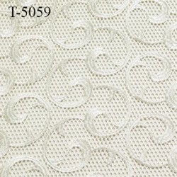 Dentelle brodé sur tulle non extensible ivoire très haut gamme largeur 140 cm prix pour 10 cm de long et 140 cm de largeur